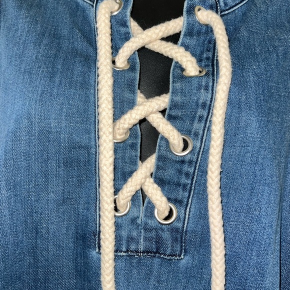 Aerie Denim Midi Dress with Nautical Knots & Frayed Hem - Picture 3 of 5